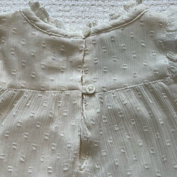 Baby Gap Baby Girl Blouse 0-3 M Swiss Dot Long Sleeve Top with Ruffles - Picture 8 of 9